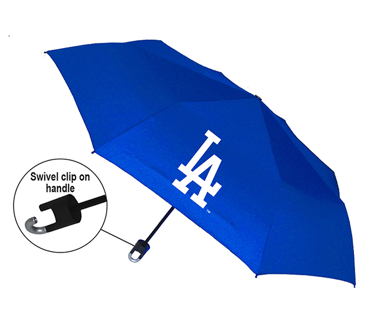 Los Angeles Dodgers Storm Clip Mini Folding Umbrella with Clip on Handle